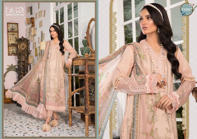 Fair Lady Maria B M Print Exclusive Heavy Pure Jam Satin Digital Print Heavy Embroidery Semi Stitch Patches On Top Pakistani Salwar Suits Collection